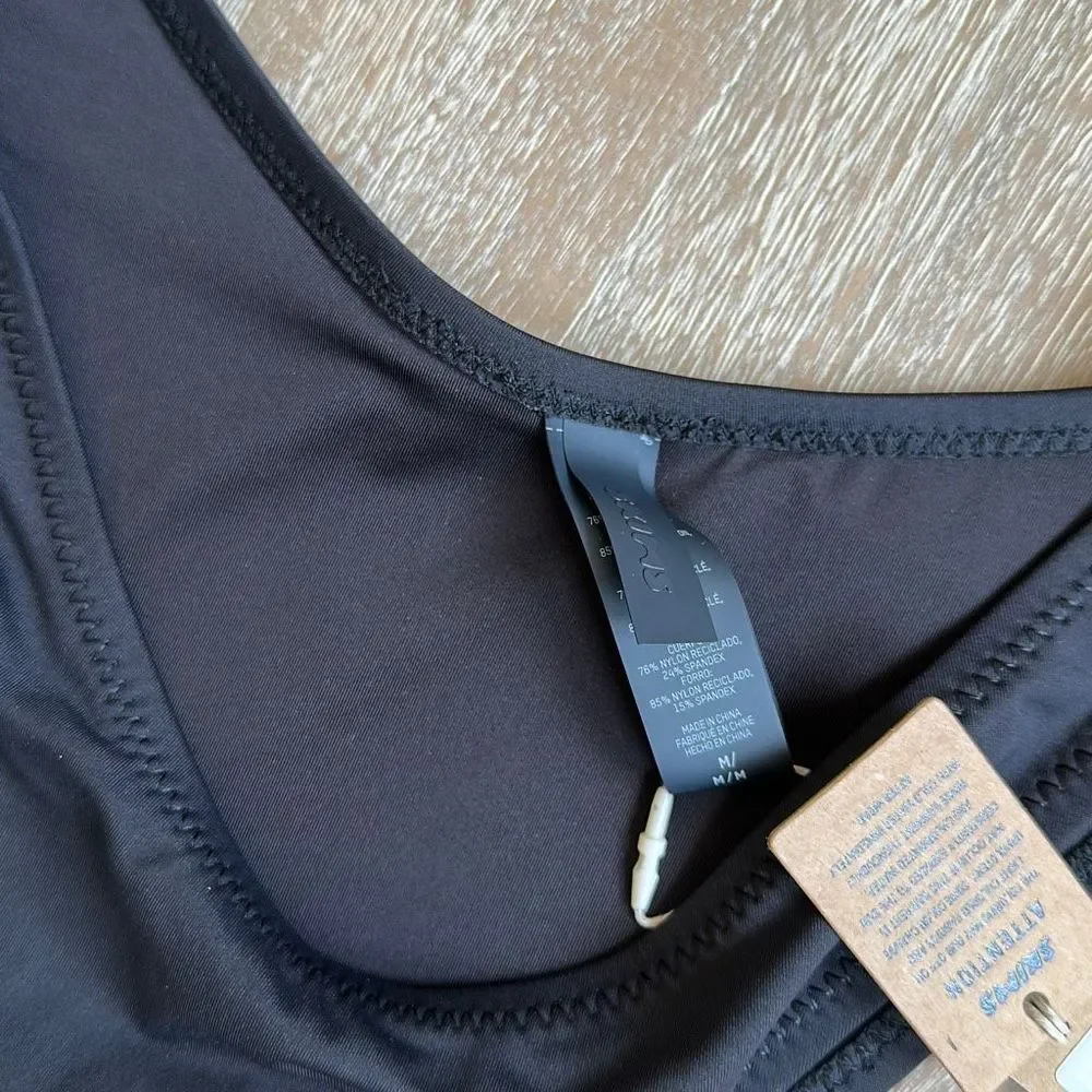 SKIMS Signature Swim Tank Bikini Top & Cheeky Tanga Onyx Size M